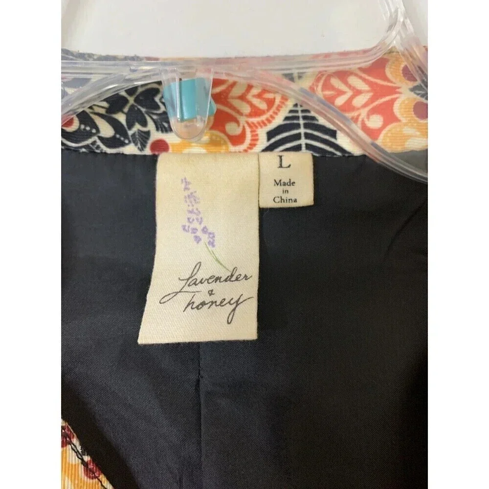 Lavender & Honey 70’s Retro‎ Inspired Open Front Jacket / Blazer Size Large(H12)
